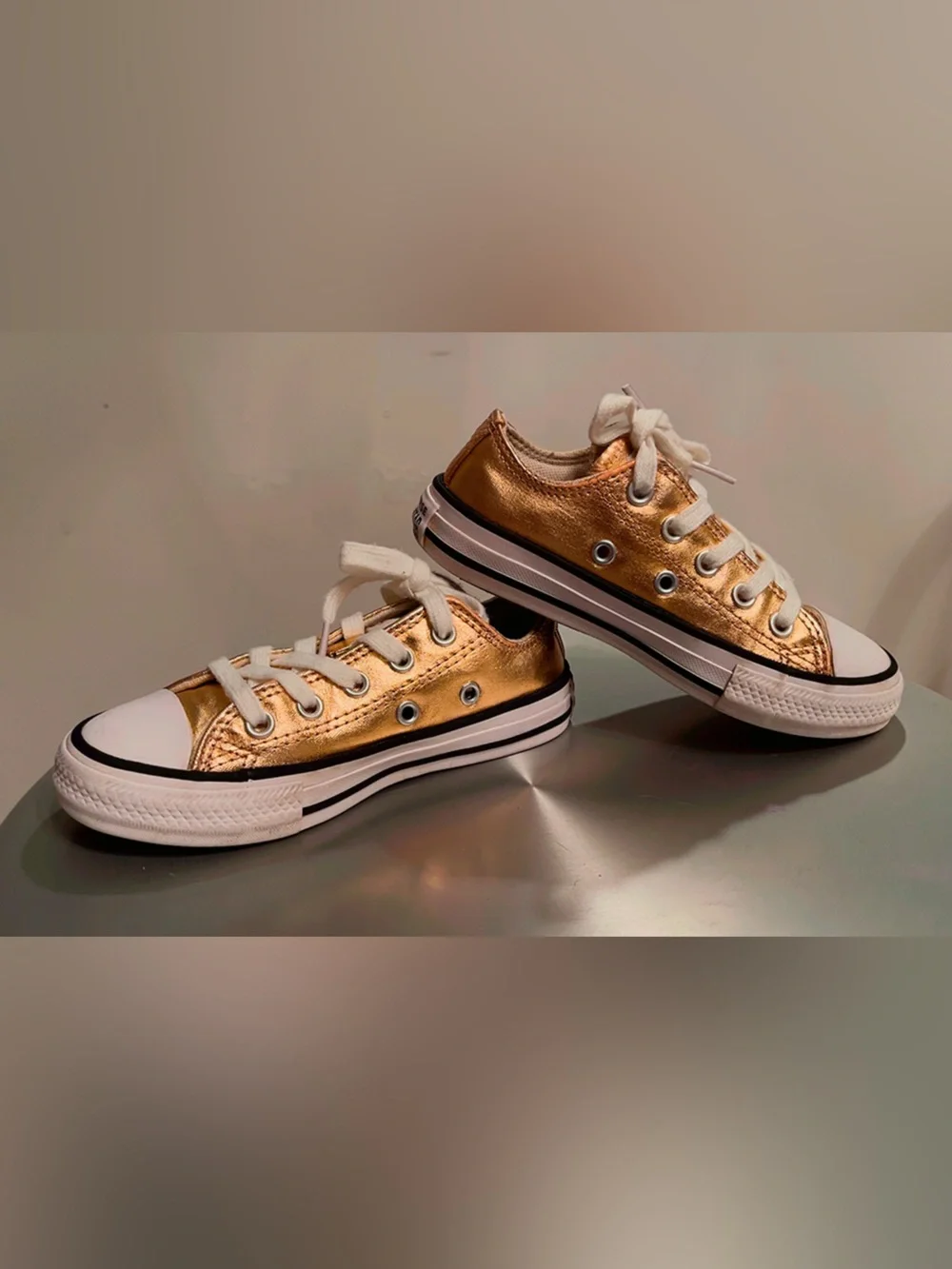 Converse Chuck Taylor All Star Metallic Gold Low Top Sneakers Youth Size 11
